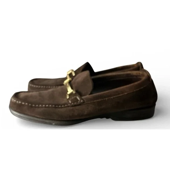 Salvatore Ferragamo Loafers Suede Gold Horse Bit Driving  display picture 2